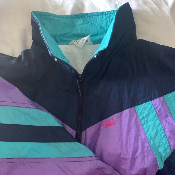 Vintage Elitel purple, turquoise and navy wind-breaker - Picture 2 of 5